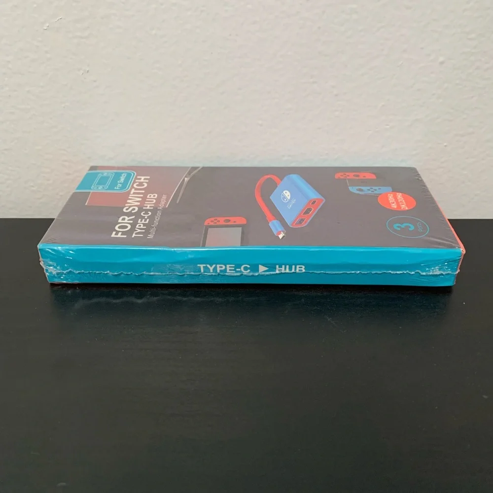 Nintendo Switch Type-C Hub NEW SEALED Portable Dock Adapter 4k Blue Red 3 Ports